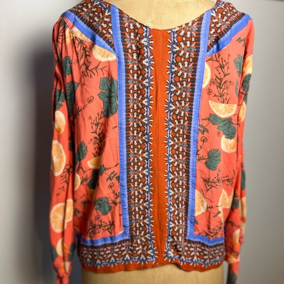 Free People citrus blouse with ties sleeves XS - Picture 4 of 6